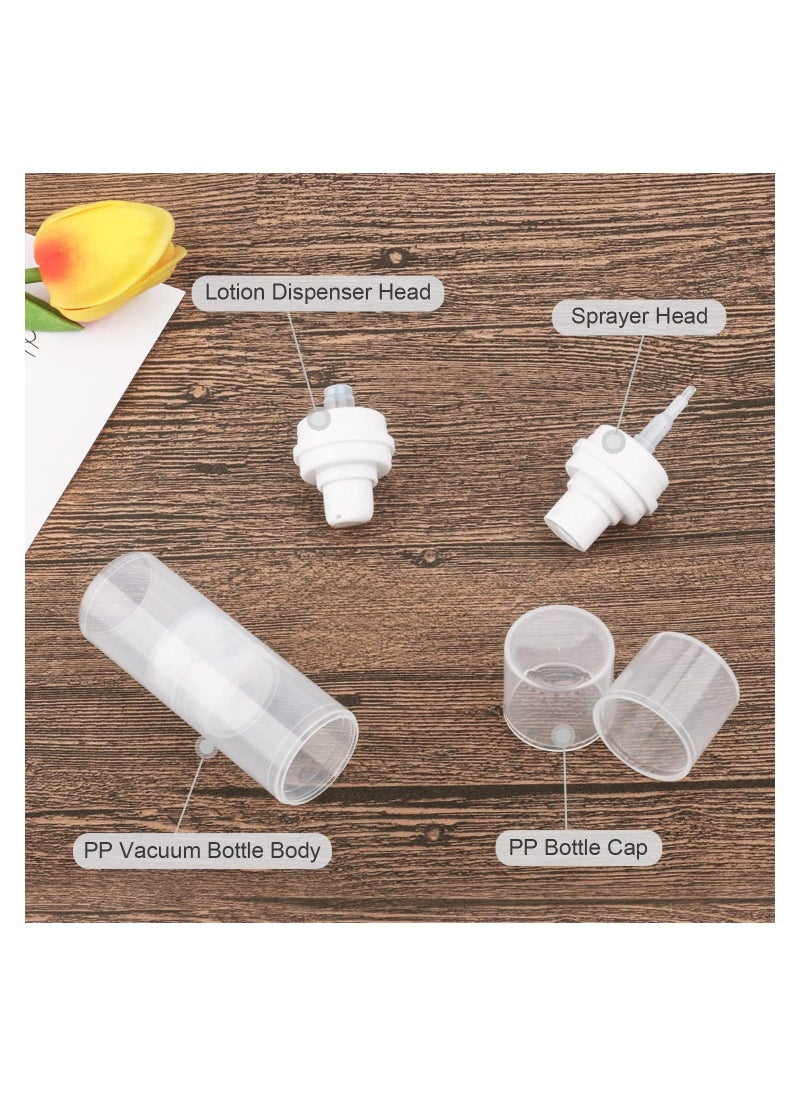 4 Pack Double Head Cosmetic Vacuum Bottle Plastic Airless Pump Lotion Container Dispenser Fine Mist Spray Bottle for Emulsion Cream Essence Perfume Toiletries, 10ml+10ml (Clear)