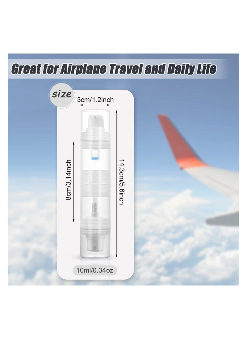 4 Pack Double Head Cosmetic Vacuum Bottle Plastic Airless Pump Lotion Container Dispenser Fine Mist Spray Bottle for Emulsion Cream Essence Perfume Toiletries, 10ml+10ml (Clear)