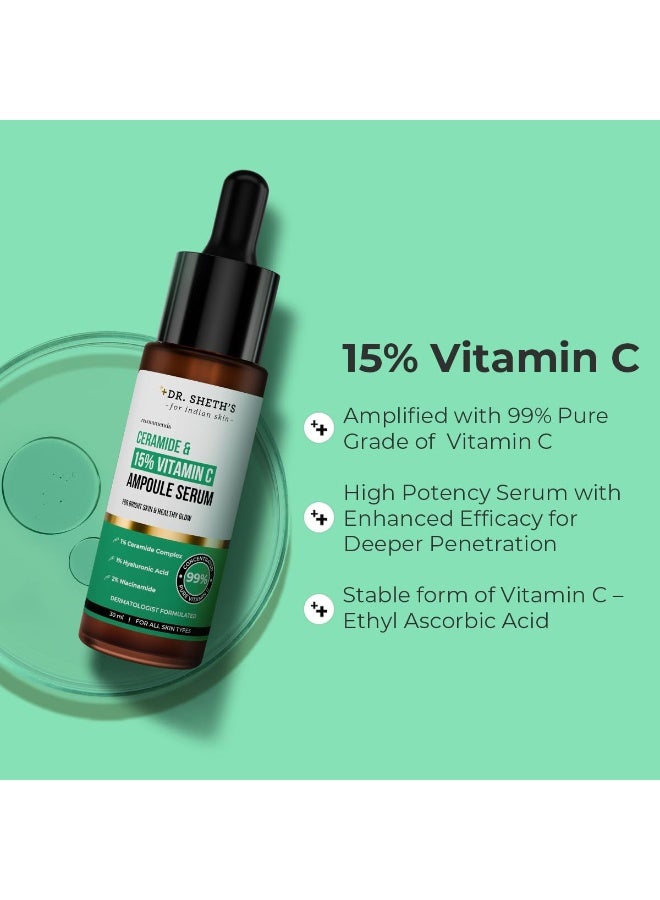 Dr. Sheth's Non-Irritating Ceramide & 15% Vitamin C Ampoule Serum| Reduces Dullness & Dark Spots| Brightens & Repairs Skin Barrier |For Advance Users| 99% Pure Grade Vitamin C |All Skin Types |30 ml - Image 5