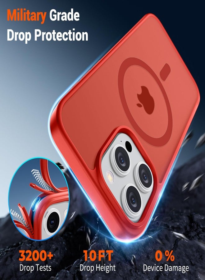 SUPFINE Magnetic for iPhone 15 Pro Case (Compatible with MagSafe) (Military Grade Drop Protection) Slim Translucent Matte Shockproof with Anti-Fingerprint Phone Case,Red - Image 4