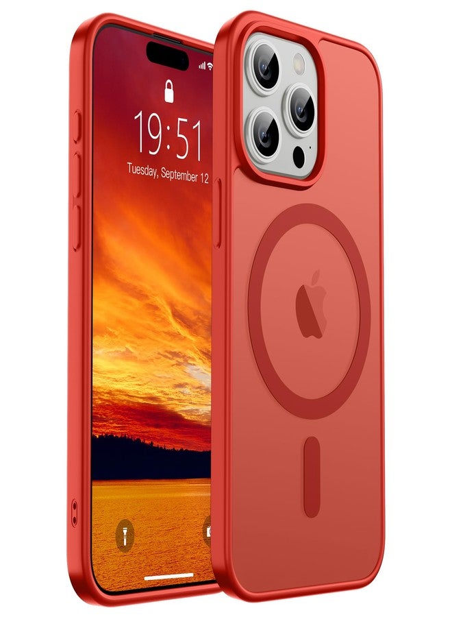 SUPFINE Magnetic for iPhone 15 Pro Case (Compatible with MagSafe) (Military Grade Drop Protection) Slim Translucent Matte Shockproof with Anti-Fingerprint Phone Case,Red - Image 1