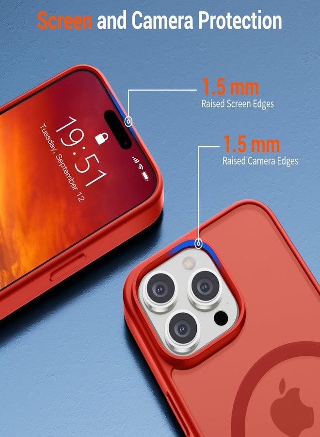 SUPFINE Magnetic for iPhone 15 Pro Case (Compatible with MagSafe) (Military Grade Drop Protection) Slim Translucent Matte Shockproof with Anti-Fingerprint Phone Case,Red - Image 5