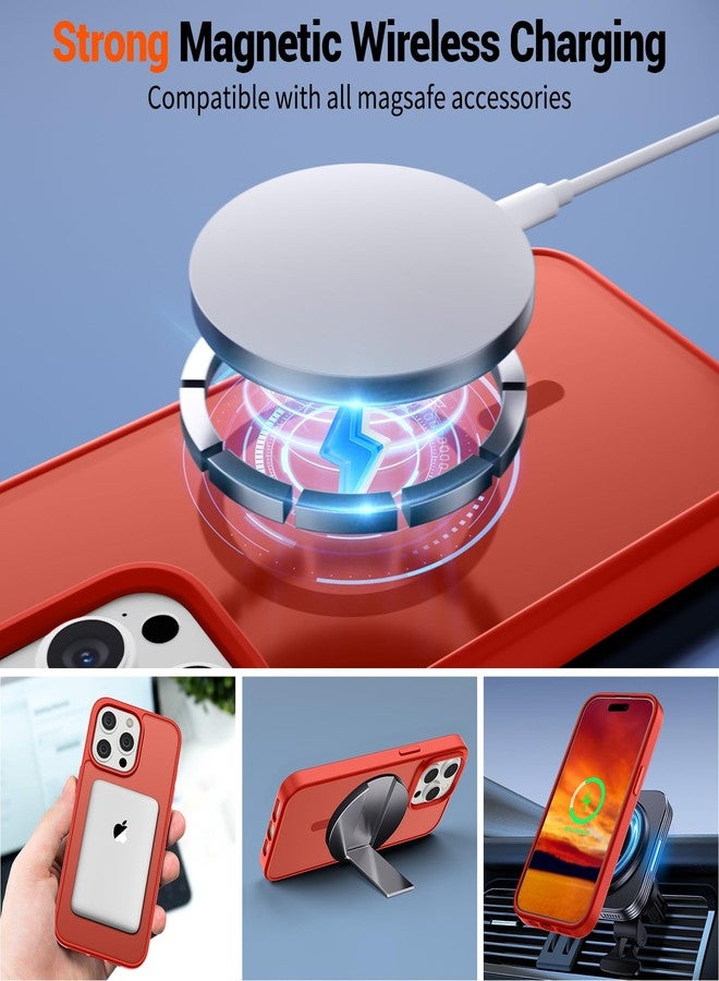 SUPFINE Magnetic for iPhone 15 Pro Case (Compatible with MagSafe) (Military Grade Drop Protection) Slim Translucent Matte Shockproof with Anti-Fingerprint Phone Case,Red - Image 3