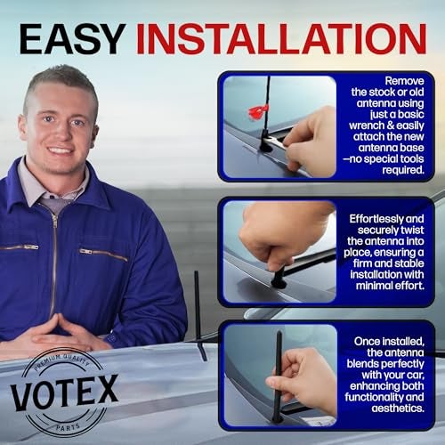 Votex Short Antenna for Chevrolet Silverado | GMC Sierra 1500, 2500, 3500 - Car Wash Proof Short 7" EPDM Rubber Antenna with Powerful Internal Copper Coil/Premium Reception - Image 5