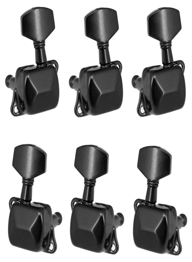 6 Pieces Guitar String Tuning Pegs Semi-closed Tuning Machine Machine Heads Tuners for Electric Guitar Acoustic Guitar(3 Left + 3 Right, Black) - Image 1