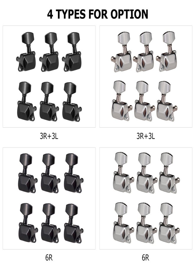 6 Pieces Guitar String Tuning Pegs Semi-closed Tuning Machine Machine Heads Tuners for Electric Guitar Acoustic Guitar(3 Left + 3 Right, Black) - Image 3