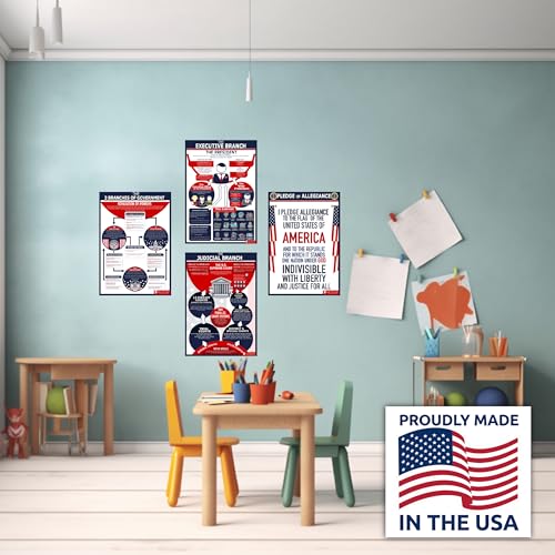 Young N Refined 16 US Government History LARGE poster pack Charts for classrooms 12.5x18 Matt USA MADE - Image 4
