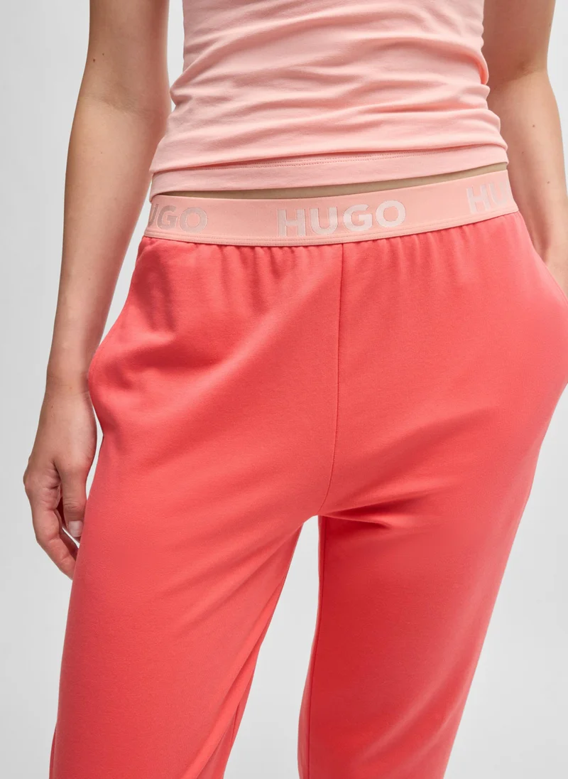 HUGO Cotton-blend tracksuit bottoms with logo waistband