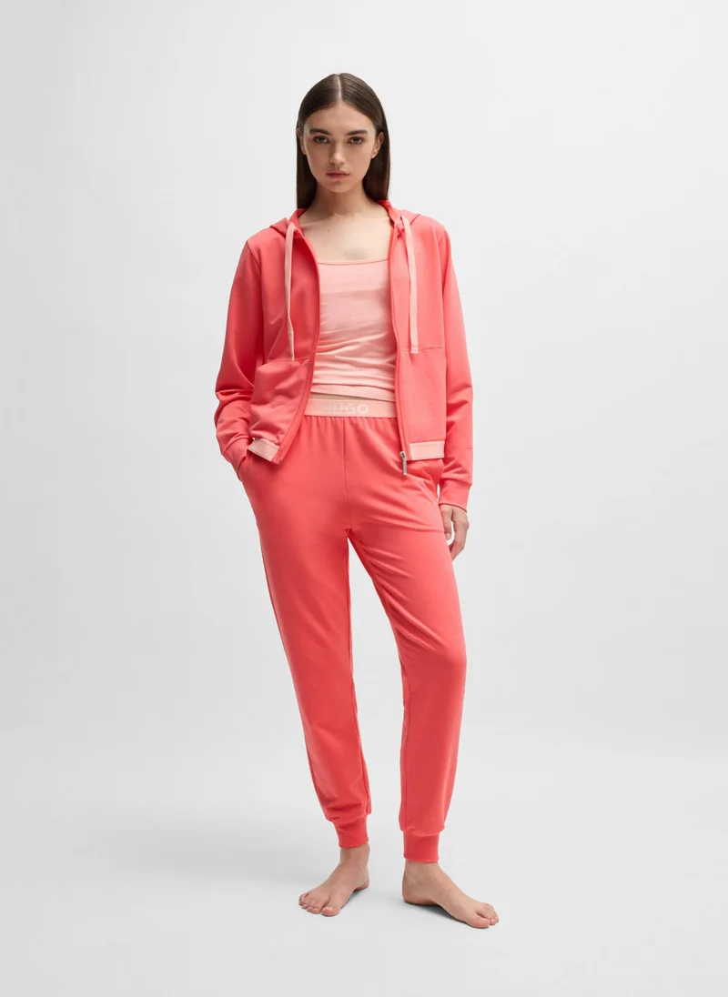 HUGO Cotton-blend tracksuit bottoms with logo waistband