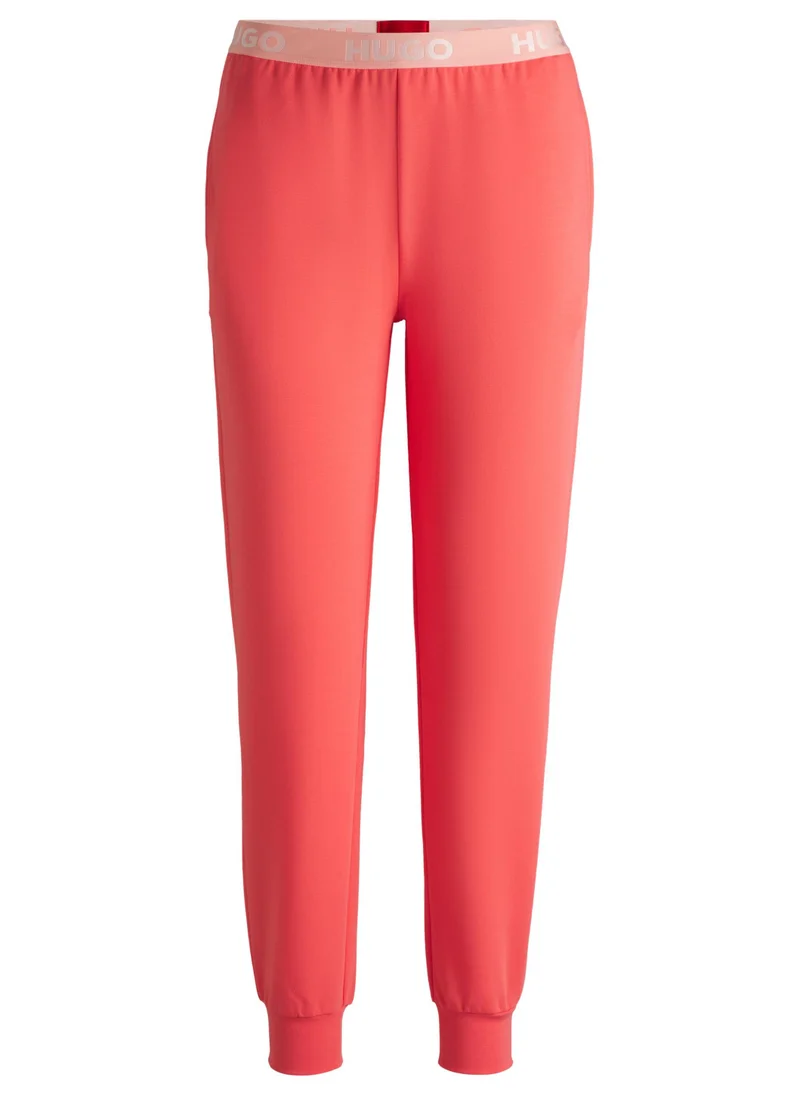 HUGO Cotton-blend tracksuit bottoms with logo waistband