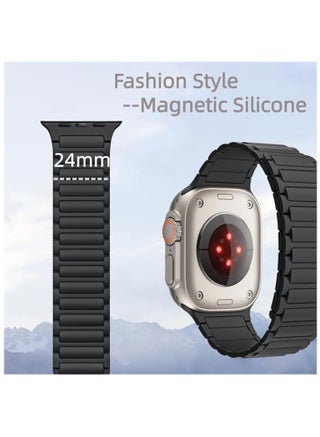 Magnetic watchband Compatible with Apple Watch Band 49mm 46mm 45mm 44mm 42mm Thin Silicone Replacement Wristband Strong Magnet link for iWatch SE SE2& Series 10/9/8/7/6/5/4 Ultra 2 - view 5