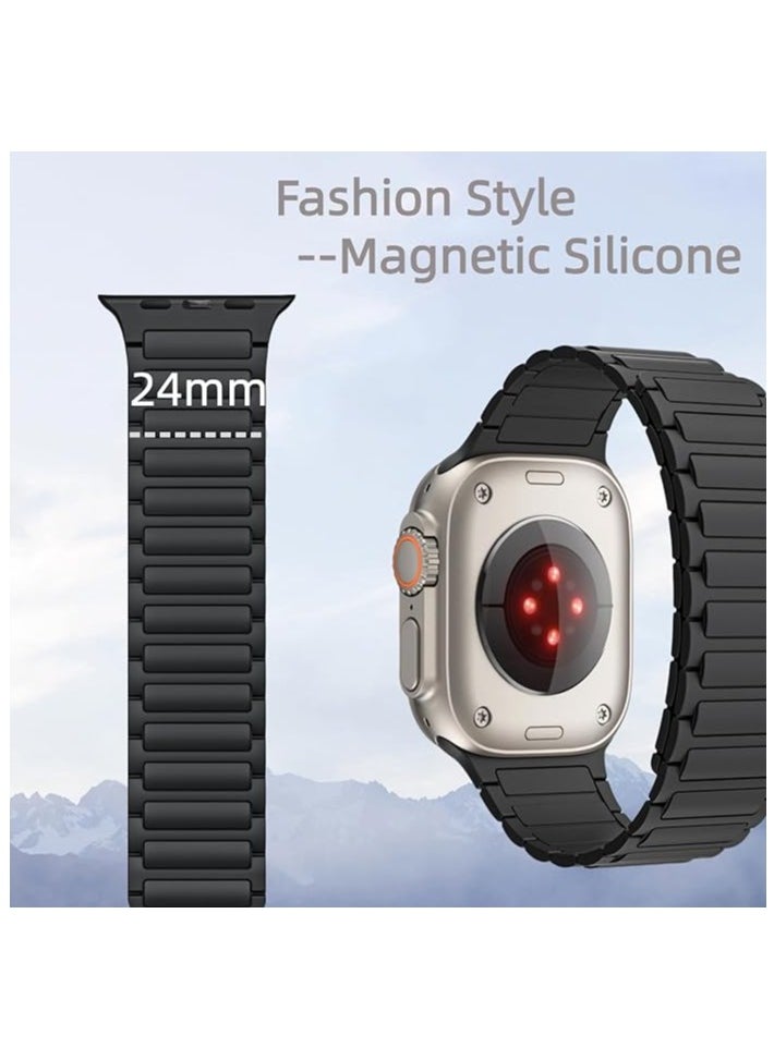 keloray - Magnetic watchband Compatible with Apple Watch Band 49mm 46mm 45mm 44mm 42mm Thin Silicone Replacement Wristband Strong Magnet link for iWatch SE SE2& Series 10/9/8/7/6/5/4 Ultra 2 - Image 1