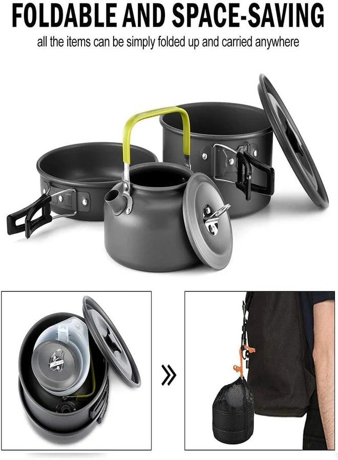 Roxbury Camping Cookware Set Aluminum Nonstick Portable Outdoor Tableware Kettle Pot Cookset Cooking Pan Bowl for Hiking BBQ Picnic - Image 3