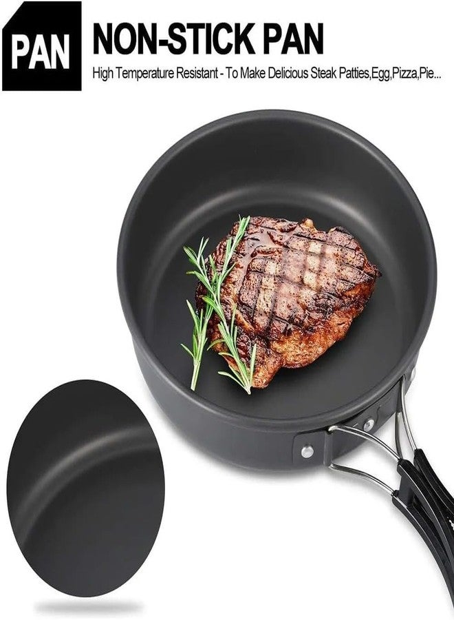 Roxbury Camping Cookware Set Aluminum Nonstick Portable Outdoor Tableware Kettle Pot Cookset Cooking Pan Bowl for Hiking BBQ Picnic - Image 4