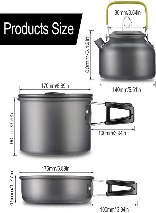 Roxbury Camping Cookware Set Aluminum Nonstick Portable Outdoor Tableware Kettle Pot Cookset Cooking Pan Bowl for Hiking BBQ Picnic - Image 2
