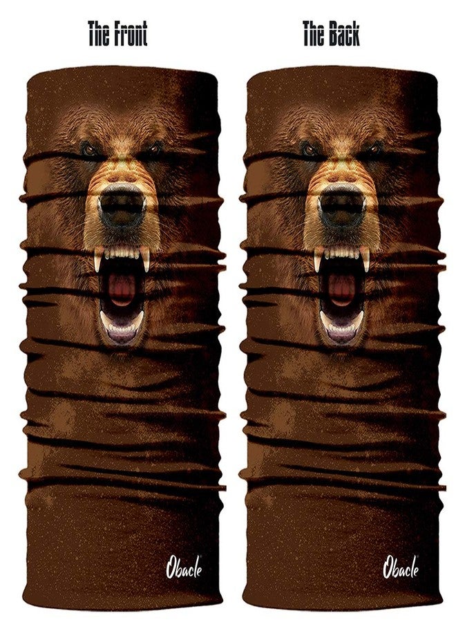 Obacle Animal Half Face Mask Sun Dust Wind Protection Durable Breathable Seamless Face Mask for Men Women Thin Neck Gaiter for Outdoor Sports (Bear Open Mouth Brown) - Image 3