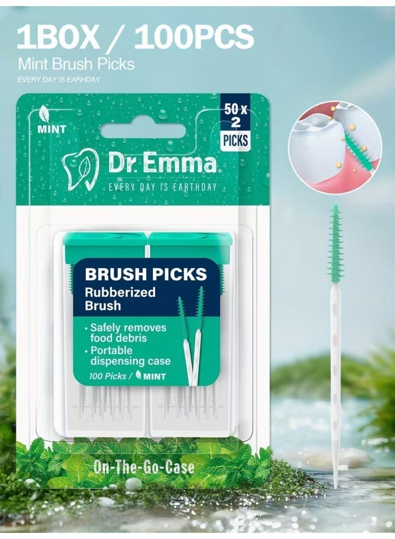 Dr.Emma 200-Piece Interdental Tooth Flossing Head Oral Dental Hygiene Brush, Dental Floss Toothpick Braces Brush Tooth Cleaning Tool Care Tool - Image 2
