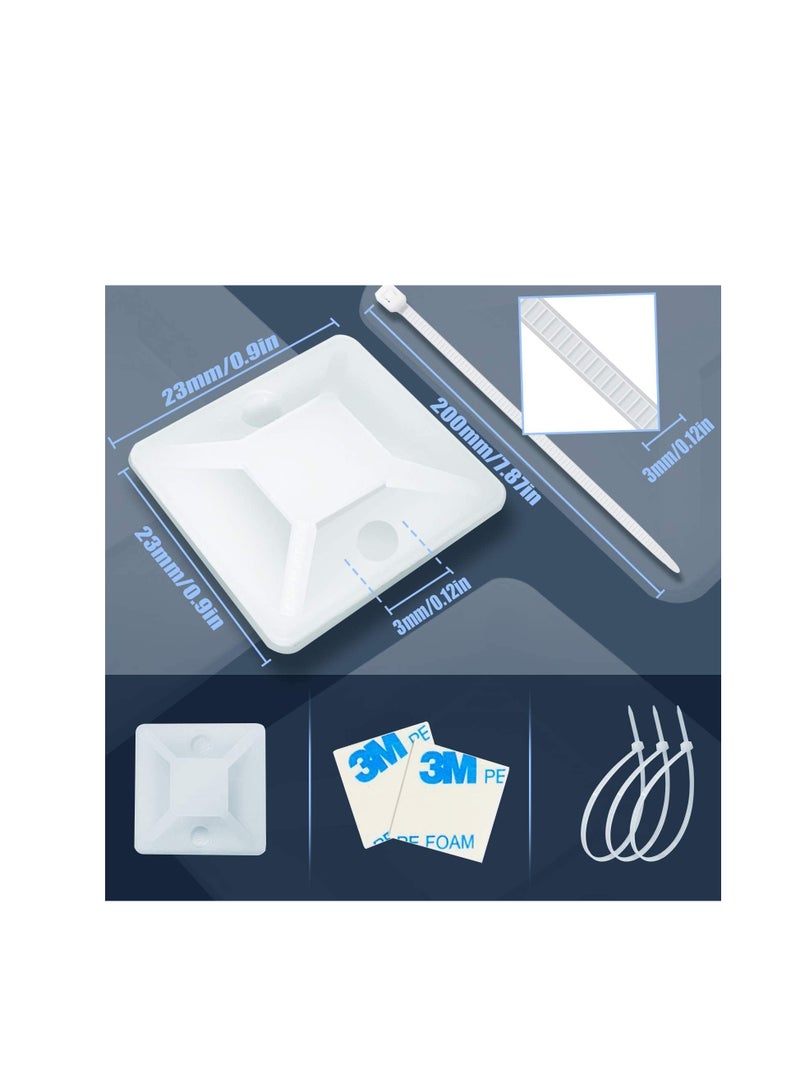 Cable Tie Mount,Strong Tie Adhesive Mount,with Mounts Screw Hole Anchor Wire Tie Base,for Adhesive Wire Cable Clips Management Anchors Organizer Holders-600 PCS (white） - Image 4
