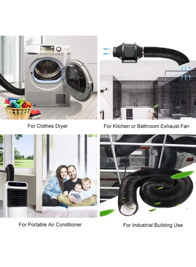4 Inch 16Ft Air Duct Insulation Aluminum Clothing Dryer Hose Black Pvc Lightproof Vent Hose For Fan Filter And Grow Tent 2 Clamps Include  - Image 5