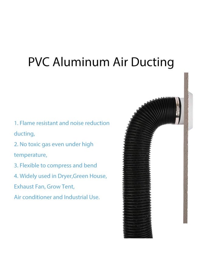 4 Inch 16Ft Air Duct Insulation Aluminum Clothing Dryer Hose Black Pvc Lightproof Vent Hose For Fan Filter And Grow Tent 2 Clamps Include  - Image 3