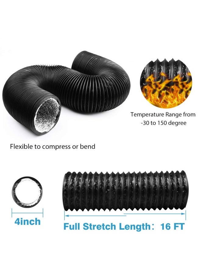 4 Inch 16Ft Air Duct Insulation Aluminum Clothing Dryer Hose Black Pvc Lightproof Vent Hose For Fan Filter And Grow Tent 2 Clamps Include - pzsku/ZD4D90E0316B3CE01AE8CZ/45/_/1721317219/94cbdfb7-f759-44a5-b484-9fa0743eedb0