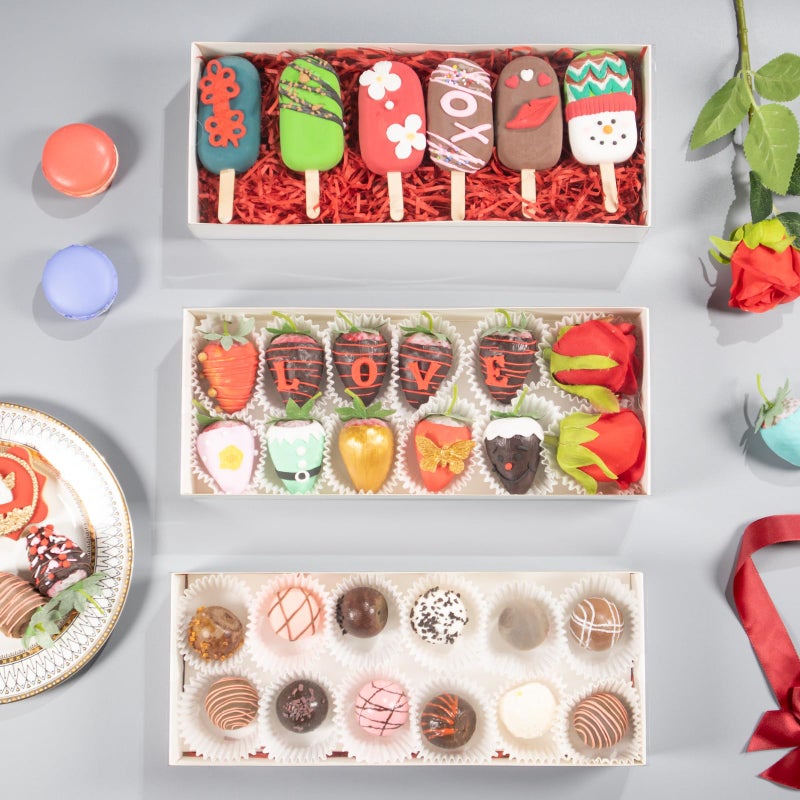RomanticBaking 20PCS Strawberry Boxes Cookie Boxes Bakery Boxes Treat Boxes for Christmas Valentine's Wedding(12"x4.8"x2") - Image 5