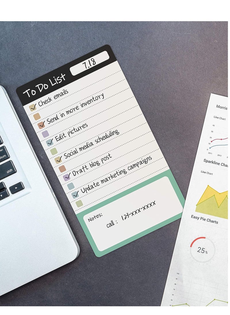 SYOSI - To Do List Sticky Notes, 8pcs Dry Erase Reusable to Do List Sticky Notes, Daily Planner Chart, Checklist Notepad, Lined Task Todo Memo Pad for Home, Office, Refrigerator, Desk, Mirror - Image 1