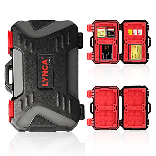 LYNCA Memory Card Case Holder, Memory Card Hard Protector Case Professional Water-Resistant Anti-Shock Compact Camera Card Storage Box for 8 SD Cards 4 CF Cards 12 TF (Micro SD) Cards - Image 1