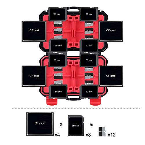 LYNCA Memory Card Case Holder, Memory Card Hard Protector Case Professional Water-Resistant Anti-Shock Compact Camera Card Storage Box for 8 SD Cards 4 CF Cards 12 TF (Micro SD) Cards - Image 2