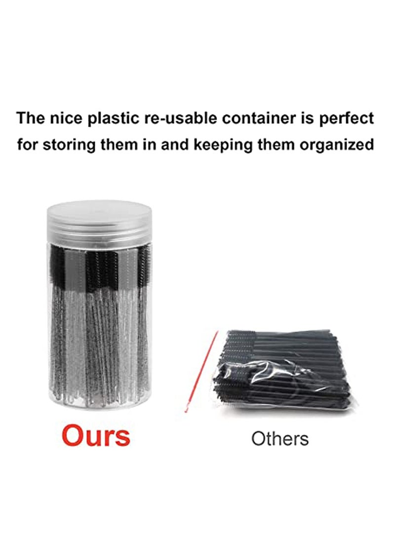 KASTWAVE 100 PCS Disposable Eyelash Brush, Mascara Wands Makeup Brushes Applicators Kits for Eyelash Extensions and Eyebrow Brush with Container  - Image 4