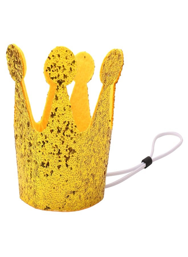 Vesil Glitter Dog Birthday Crown, Cat Birthday Hat for Small Pet, Adjustable Gold Party Hat for Puppy & Kitten Celebrations, Royal Pet Costume Accessories for Photo Props, 1 PCS - Image 1