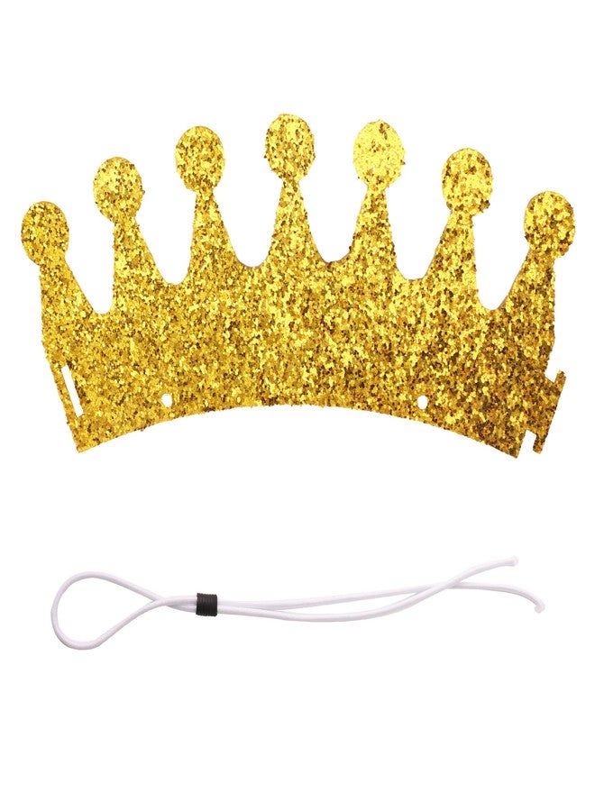 Vesil Glitter Dog Birthday Crown, Cat Birthday Hat for Small Pet, Adjustable Gold Party Hat for Puppy & Kitten Celebrations, Royal Pet Costume Accessories for Photo Props, 1 PCS - Image 2