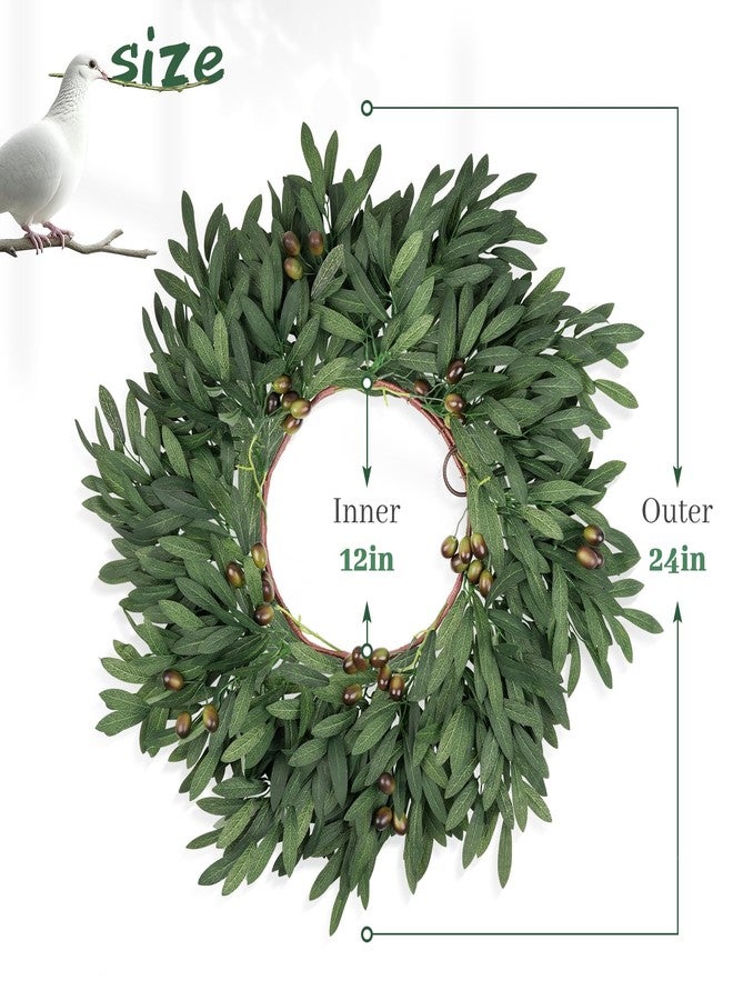COLORSPEC 24 inch Olive Wreaths for Front Door, Artificial Large Spring Summer All Seasons Year Round Green Olive Branch Wreath for Home Outdoor Indoor Farmhouse Porch Window - Image 2