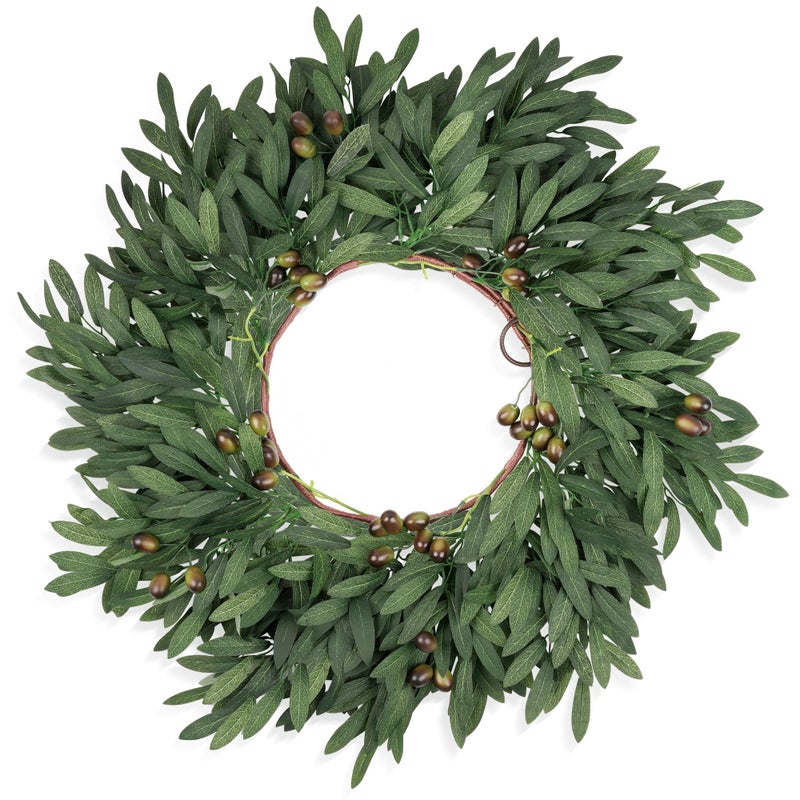 COLORSPEC 24 inch Olive Wreaths for Front Door, Artificial Large Spring Summer All Seasons Year Round Green Olive Branch Wreath for Home Outdoor Indoor Farmhouse Porch Window - Image 1