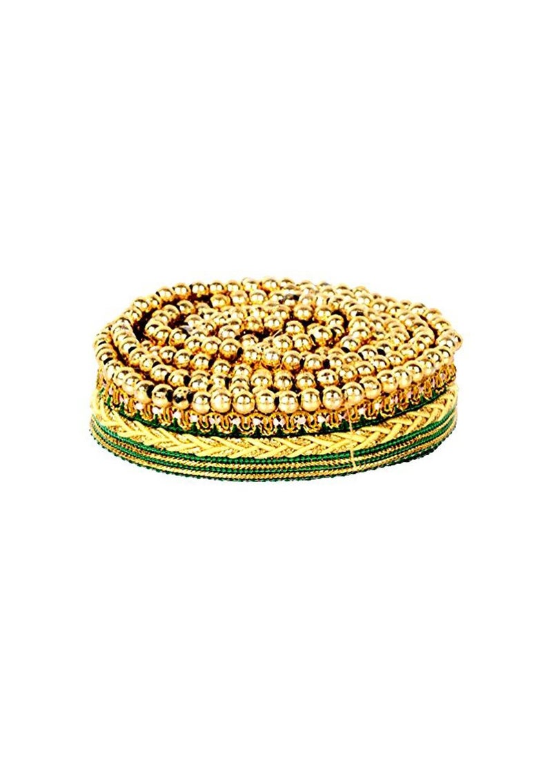 GOELX Goelx Fashion Lace with Mounted Shiny Golden Beads - Green 9 Meter  - Image 1