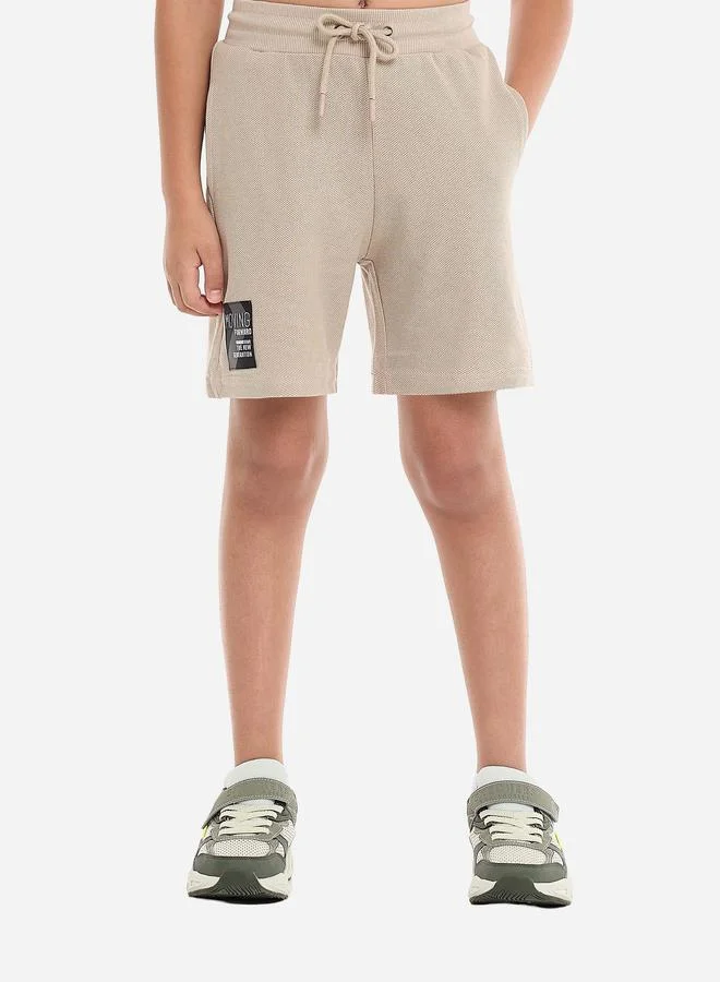 victor and jane Victor And Jane Boys Beige Printed Neckline T-Shirt and Shorts Set