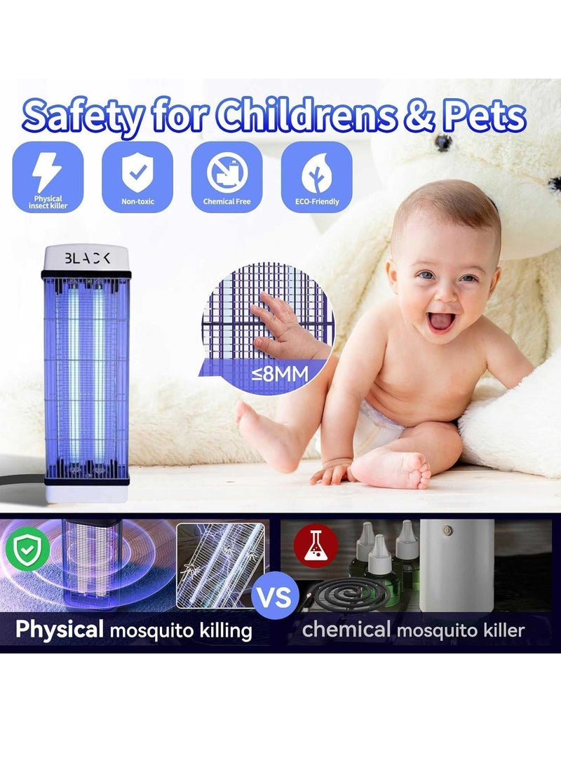 Black Mosquito Killer and Bug Zapper with Attractant Bait Refill and Hanging Chain, 3800V Electric Insect Trap with Dual 2 × 20W UV Lights, Indoor and Outdoor Pest Control - Image 2