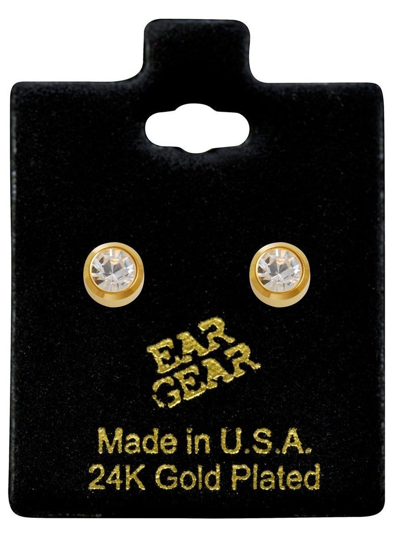 آير جير قراط أذن أمريكي بيزل كريستال ابيض حجم وسط مقاس 4 مم، مطلي بذهب عيار 24 - Image 1