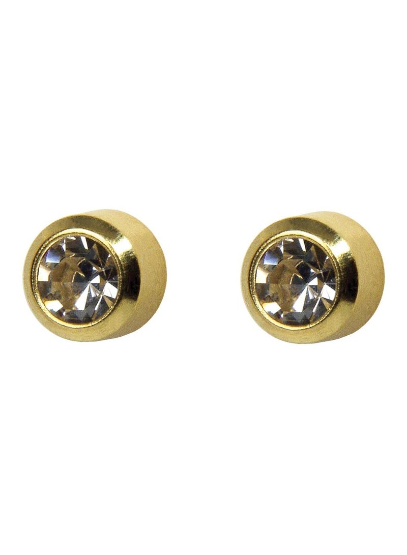 آير جير قراط أذن أمريكي بيزل كريستال ابيض حجم وسط مقاس 4 مم، مطلي بذهب عيار 24 - Image 2