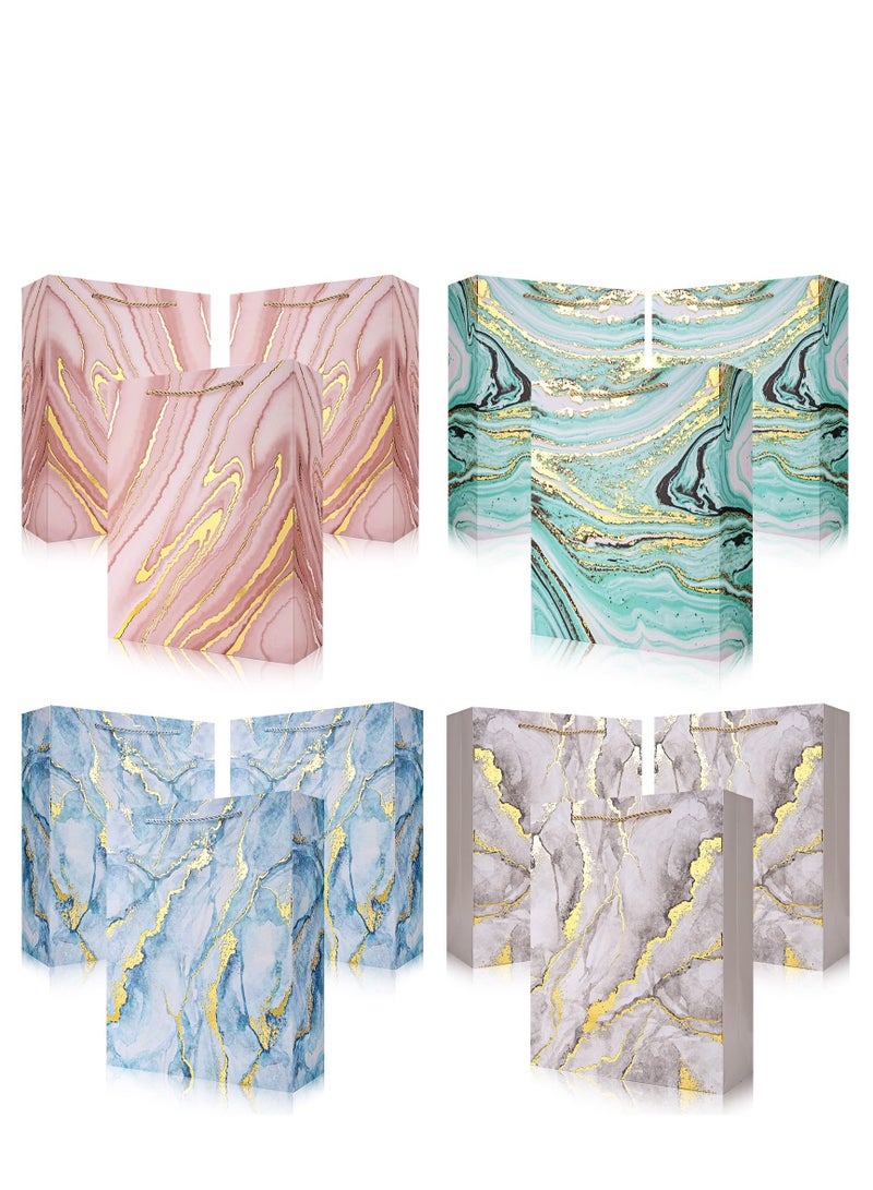 Excefore 12 Pack Gift Bags Small Gift Bags Premium Gift Bags Small Bulk Gift Bags 4 Different Designs Foil Gift Bags for Baby Showers Birthdays Weddings Parties 18cm*23cm*10cm - Image 1