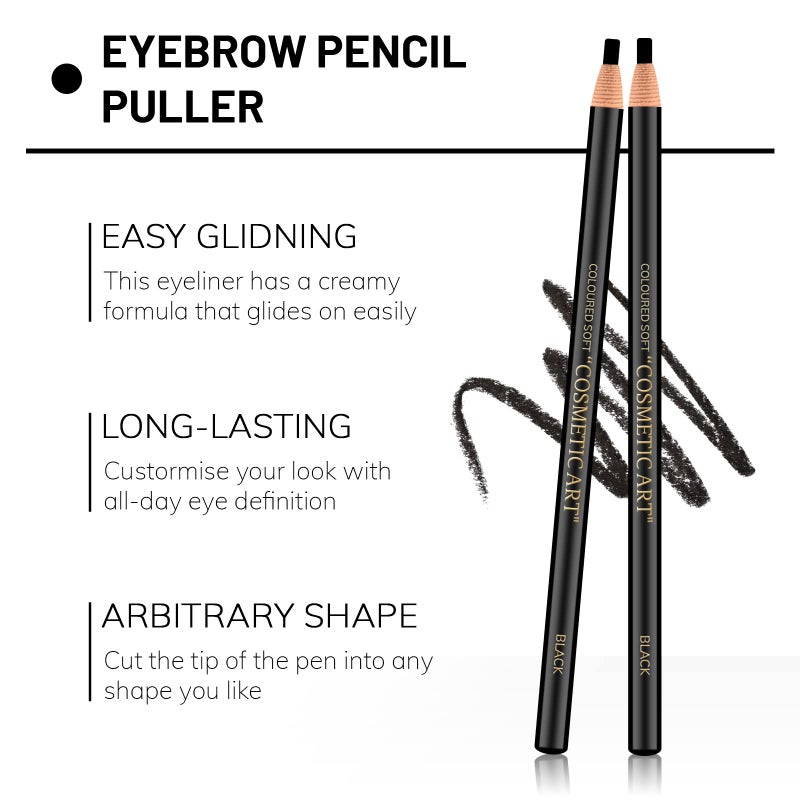 Ownest 6 Pcs Pull Cord Peel-off Eyebrow Pencil Tattoo Makeup and Microblading Supplies Set for Marking, Filling and Outlining, Waterproof and Durable Permanent Eyebrow Liner-Black - Image 3