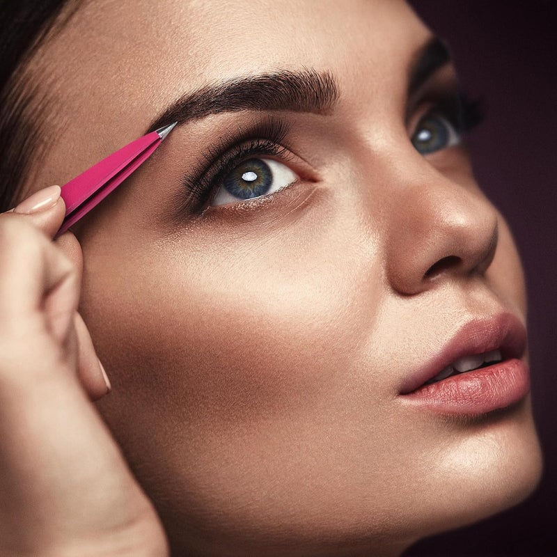 By MILLY Pointed Tweezers - Hammer Forged 100% German Steel, Point-Tip Precision Tweezers for Ingrown Hair, Eyebrows, Facial Hair, Splinters, Glass Removal - Perfectly Aligned, Hand-Filed - Pink Most item matching trendy design - Image 5