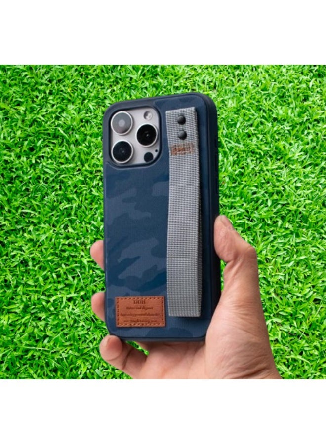 أتش دي دي جراب آيفون 14 برو ماكس بحزام يد لون ازرق - Image 1