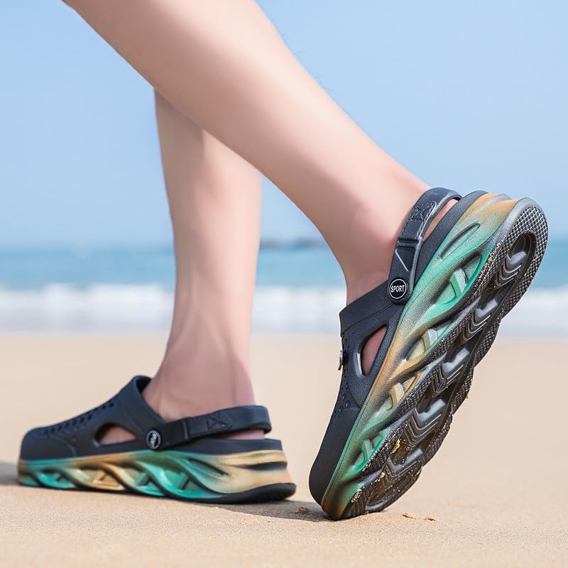 SECHRITE Clogs for Men Garden Shoes Water Sandals Mens Rubber EVA Clogs Slippers Waterproof Slip On Summer Mules Beach Pool Slides Lightweight Non Slip Home Shower Shoes Grey 45 - Image 3