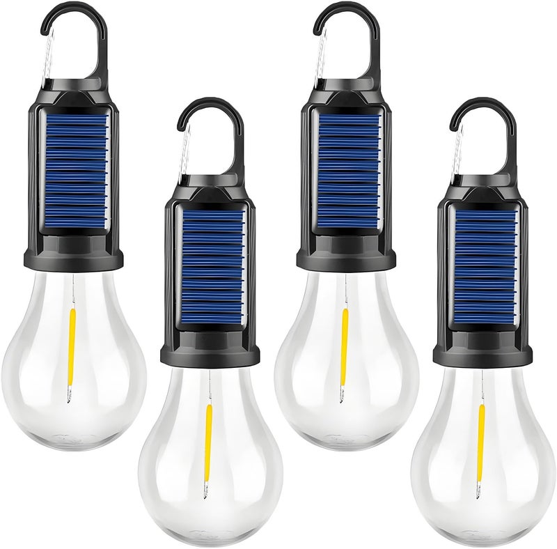MVIOCS 4 Packs LED Camping Lantern Rechargeable, Portable Outdoor Waterproof Emergency Lanterns with 3 Modes, Hanging Tent Light Bulbs with Clip Hook for Camping, Hiking, Party, Hurricane, Outages - Image 1