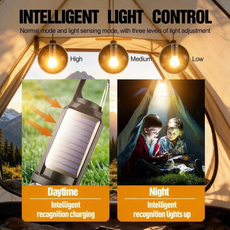 MVIOCS 4 Packs LED Camping Lantern Rechargeable, Portable Outdoor Waterproof Emergency Lanterns with 3 Modes, Hanging Tent Light Bulbs with Clip Hook for Camping, Hiking, Party, Hurricane, Outages - Image 3