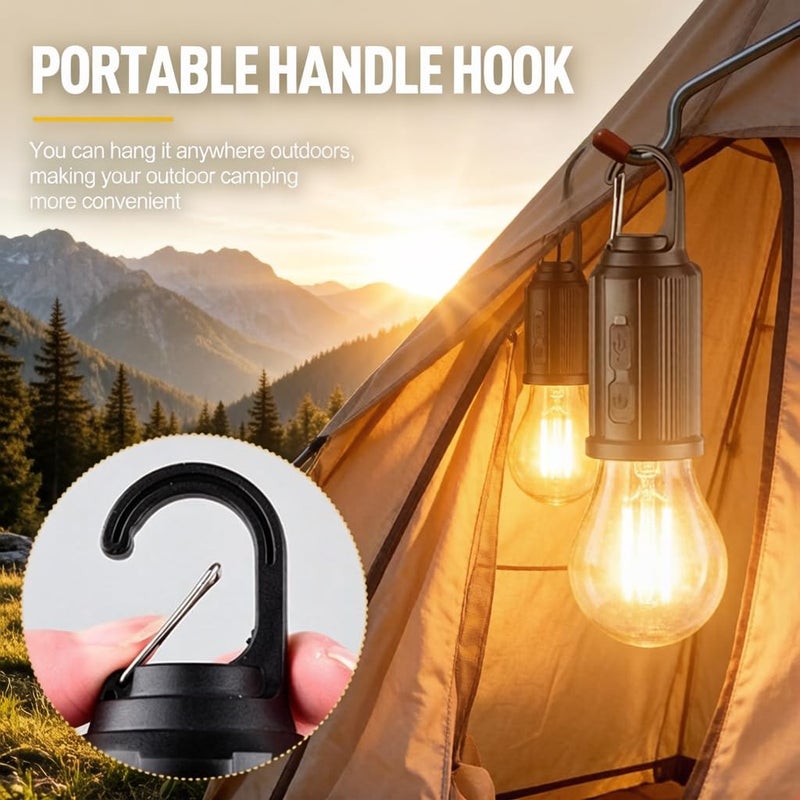 MVIOCS 4 Packs LED Camping Lantern Rechargeable, Portable Outdoor Waterproof Emergency Lanterns with 3 Modes, Hanging Tent Light Bulbs with Clip Hook for Camping, Hiking, Party, Hurricane, Outages - Image 5