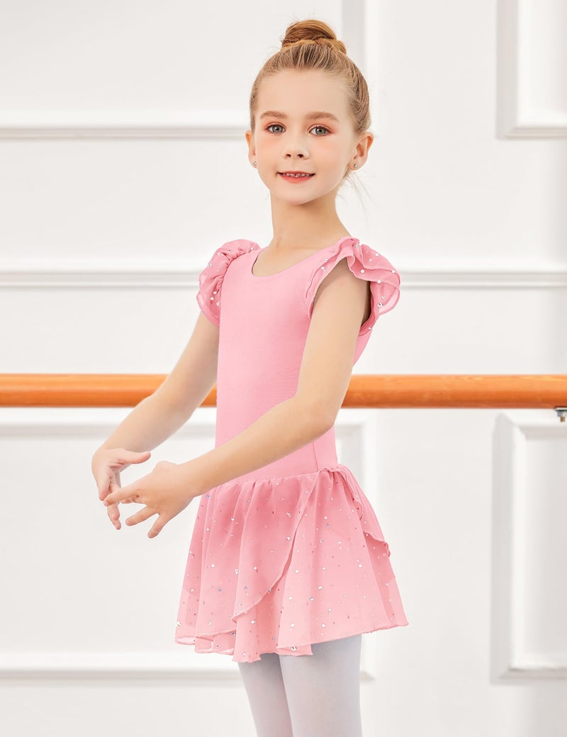 Arshiner Girls Ruffle Sleeve Ballet Dance Dress Crisscross Back Tutu Skirted Leotard - Image 4