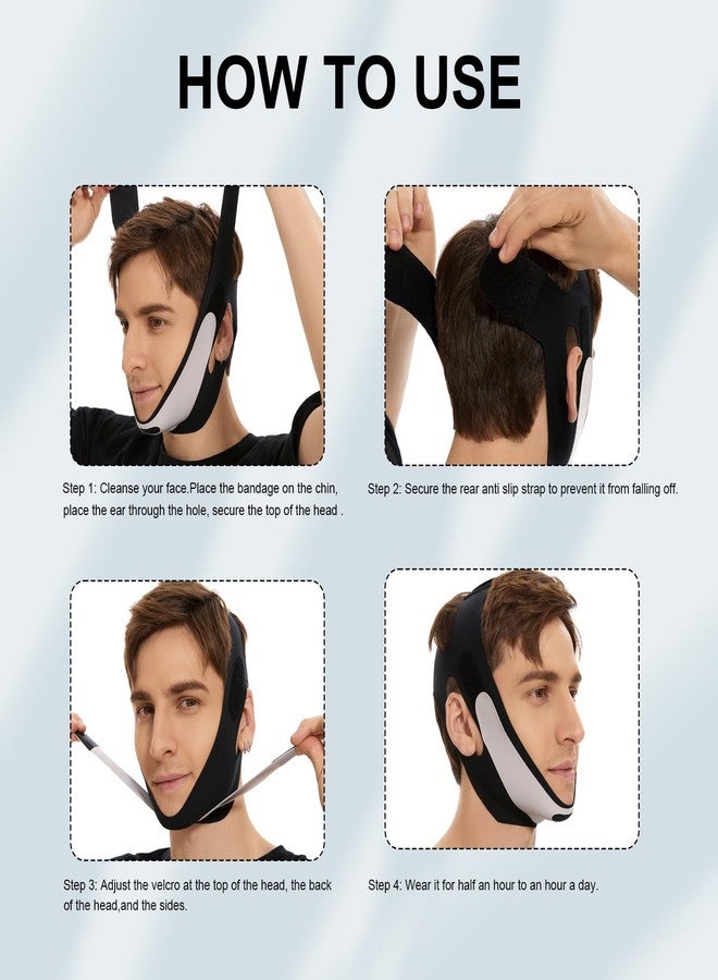 قناع V Line لتنحيف الذقن المزدوجة، مزيل الشريط، يمنع الترهل، حزام تنحيف الوجه أثناء النوم، جهاز تمرين الفك للرجال، مقاس متوسط - Image 5