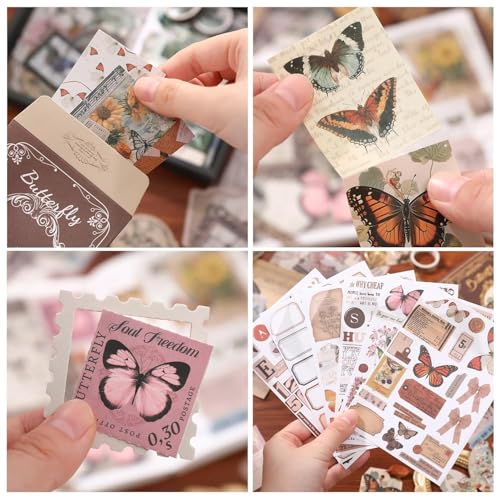 Mluffy Brown Butterfly Vintage Aesthetic journaling kit, Scrapbook Journal Set, DIY Paper Stickers Craft Kits for Journal kit, Aesthetic Sticker, Scrap Book and Notebook Collage (Brown Butterfly) - Image 4